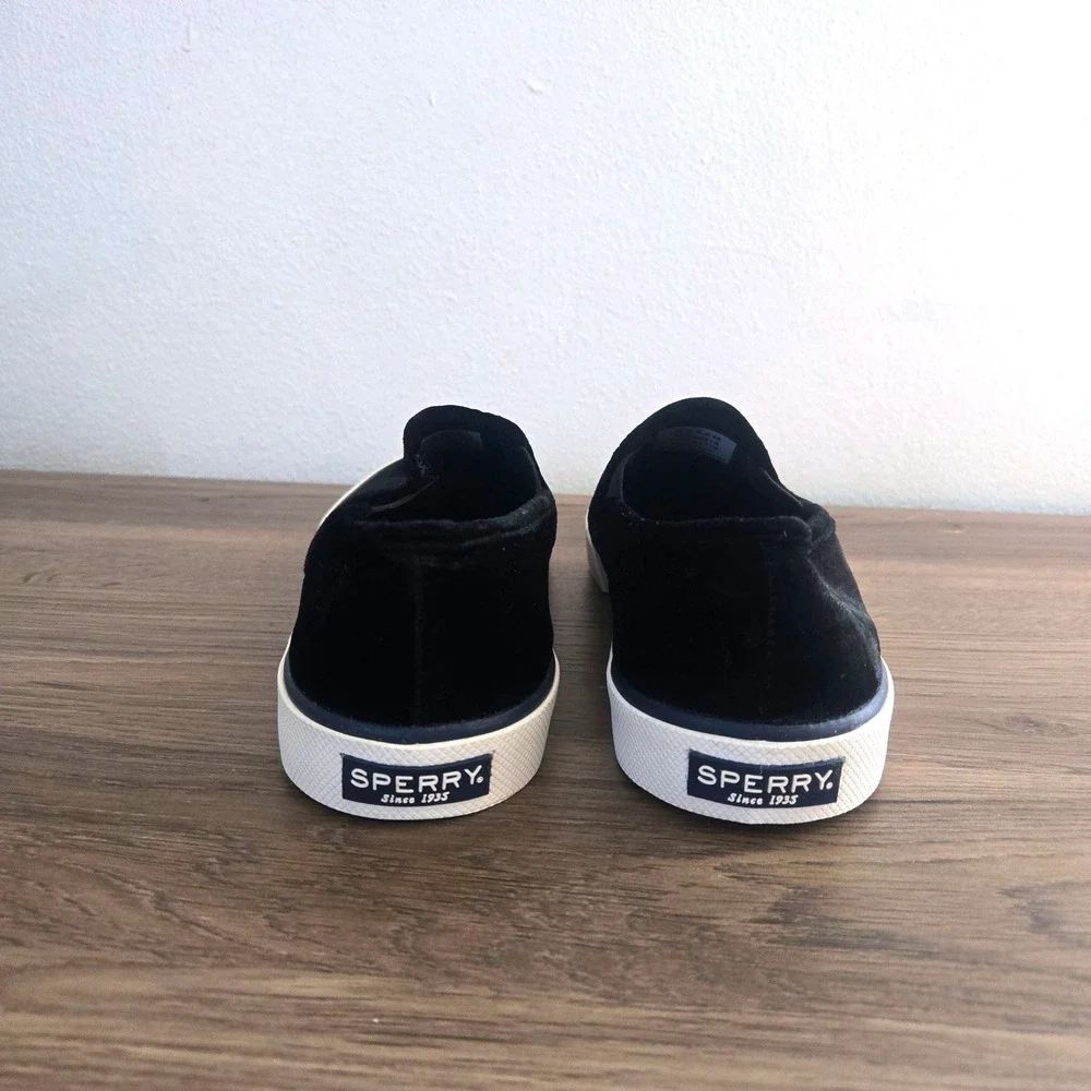 Sperry‎ Top-Sider Women Crest Vibe Boat Black Velvet Slip On Sneakers Size 6.5